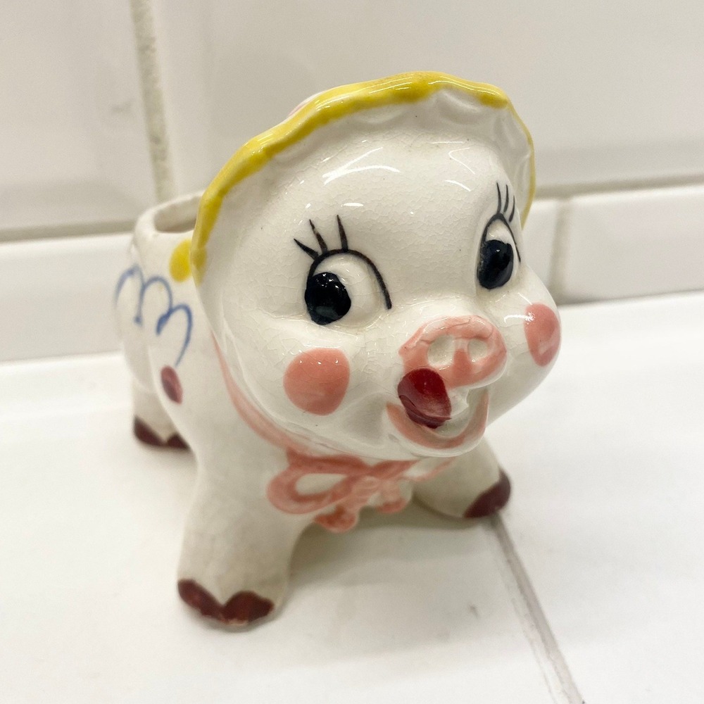 Vintage Anthropomorphic Piggy Planter, Made in Japan, Tiny Succulent Planter - Picture 6 of 11